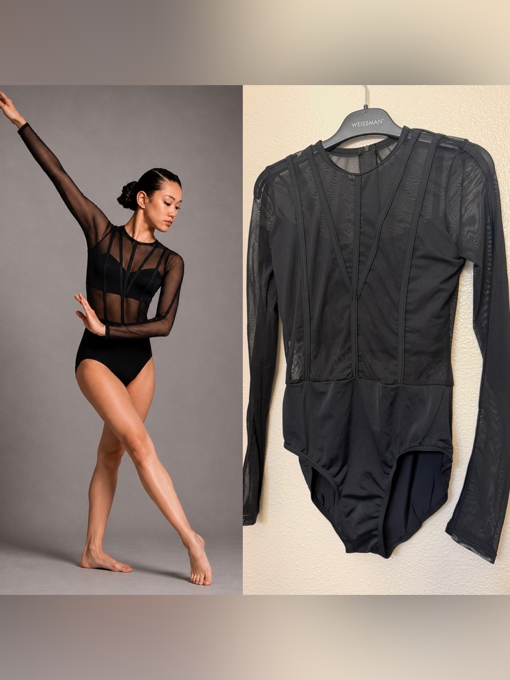 Weissman 14751 Black Contemporary Dance Costume Caged corset Mesh Leotard MA Adl
